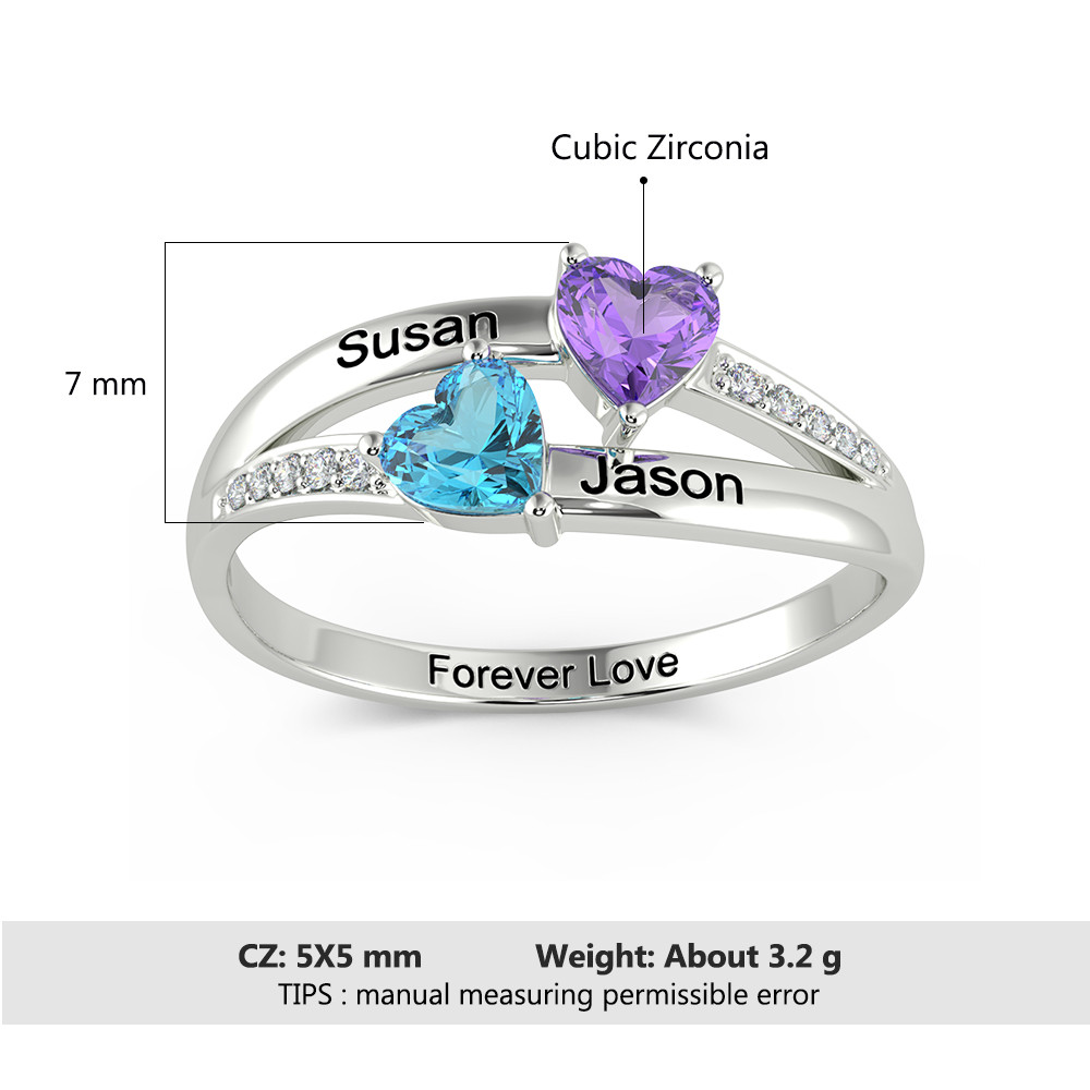 925 Heart Ring with Engraving Names