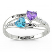 925 Heart Ring with Engraving Names