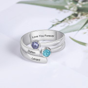 Engraved Names Double Birthstones Rings