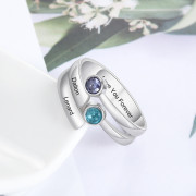 Engraved Names Double Birthstones Rings