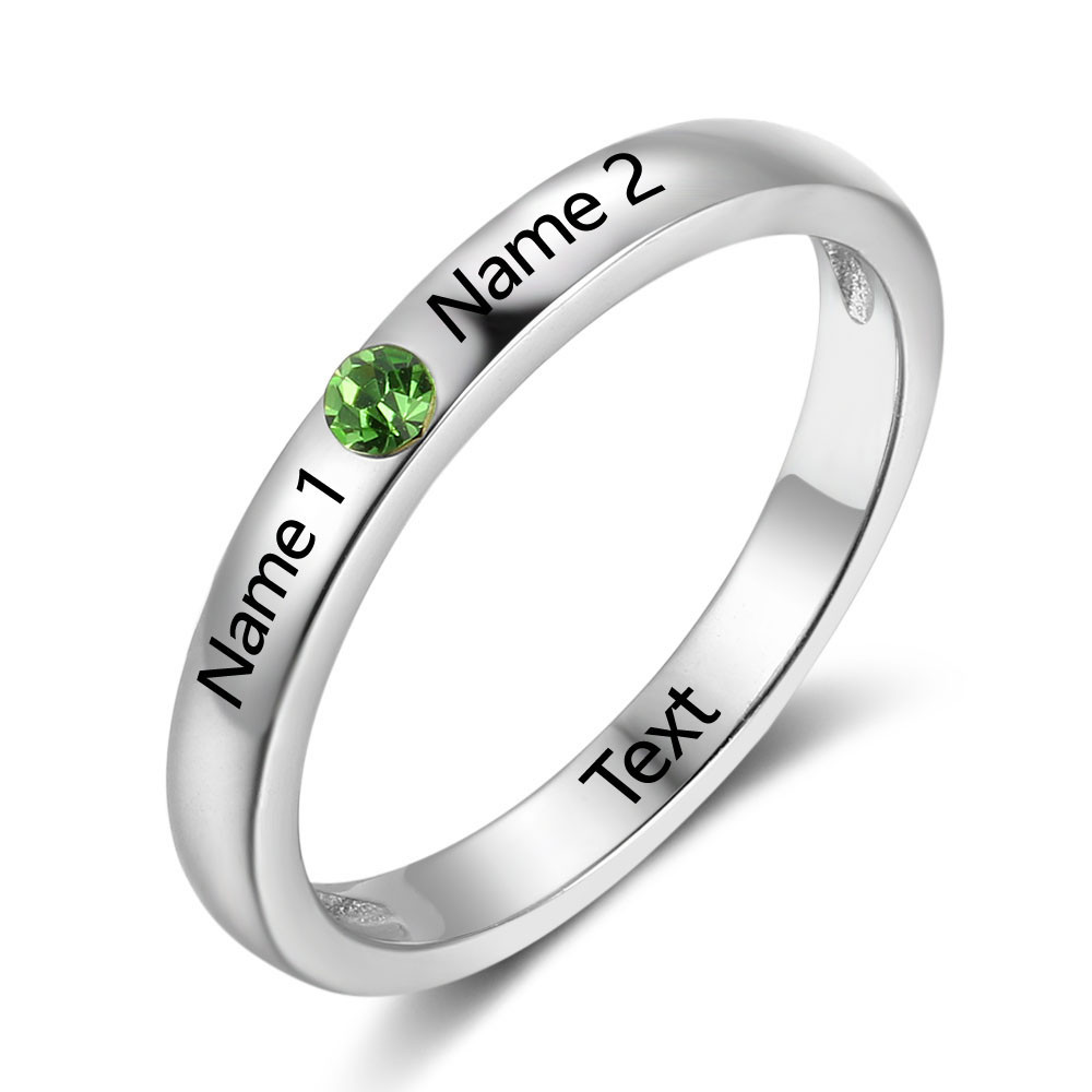 S925 Birthstone Rings with Customized Names