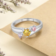 925 Sterling Silver Heart Birthstone Ring