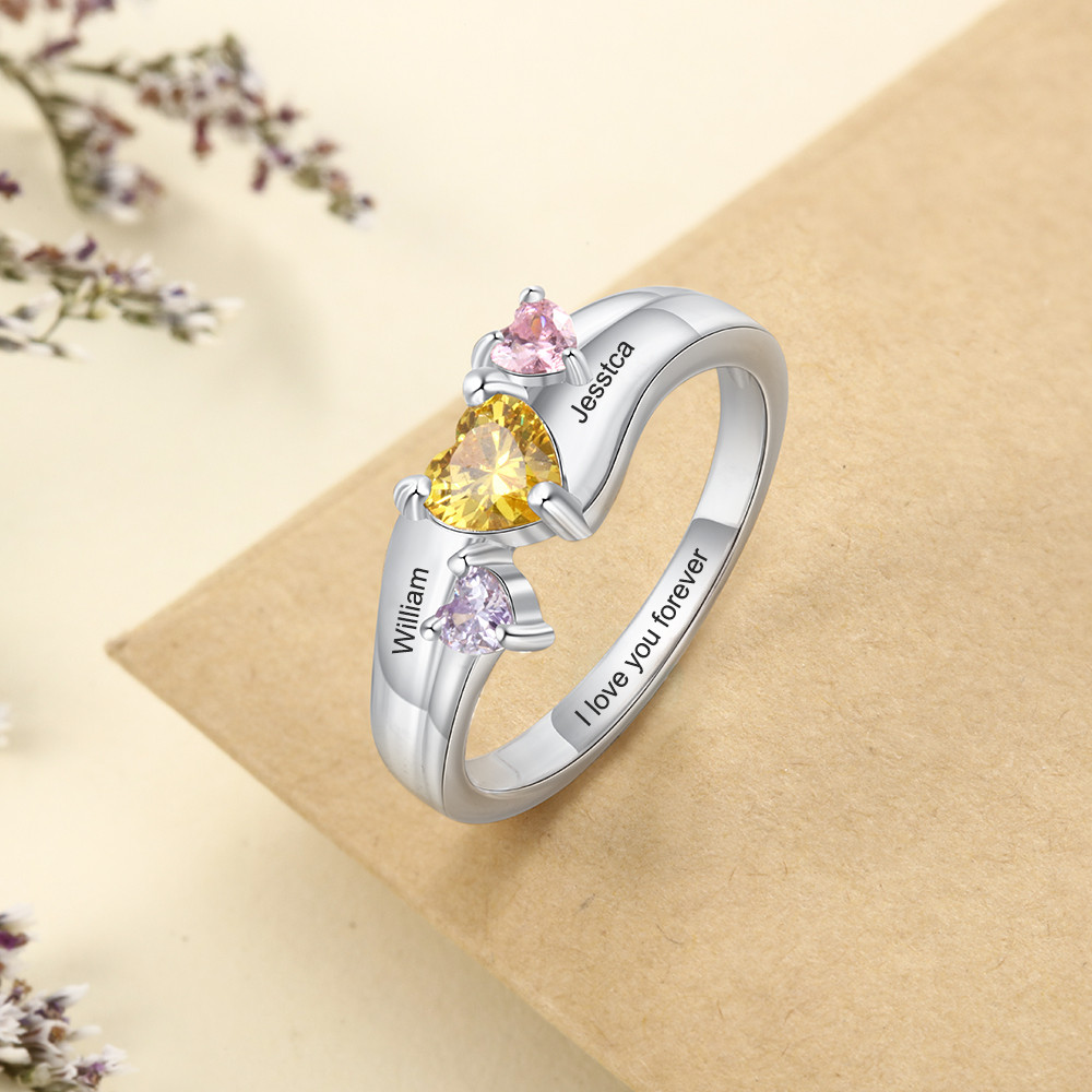 925 Sterling Silver Heart Birthstone Ring