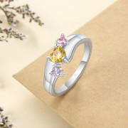 925 Sterling Silver Heart Birthstone Ring