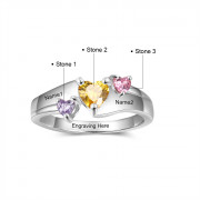 925 Sterling Silver Heart Birthstone Ring