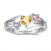 925 Sterling Silver Heart Birthstone Ring