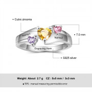 925 Sterling Silver Heart Birthstone Ring