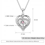 925 Sterling Silver Little feet Heart Pendant Necklace