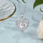 925 Sterling Silver Little feet Heart Pendant Necklace