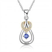 925 Sterling Silver One Birthstone Heart Necklace