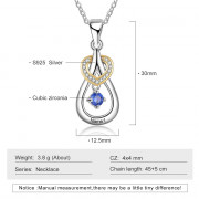 925 Sterling Silver One Birthstone Heart Necklace