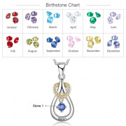 925 Sterling Silver One Birthstone Heart Necklace