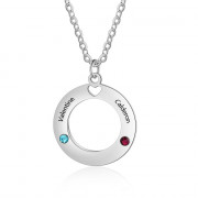 925 Silver Hollow Circle Birthstone Necklace