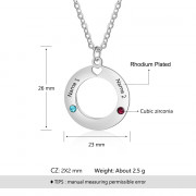 925 Silver Hollow Circle Birthstone Necklace