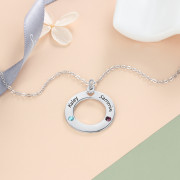 925 Silver Hollow Circle Birthstone Necklace