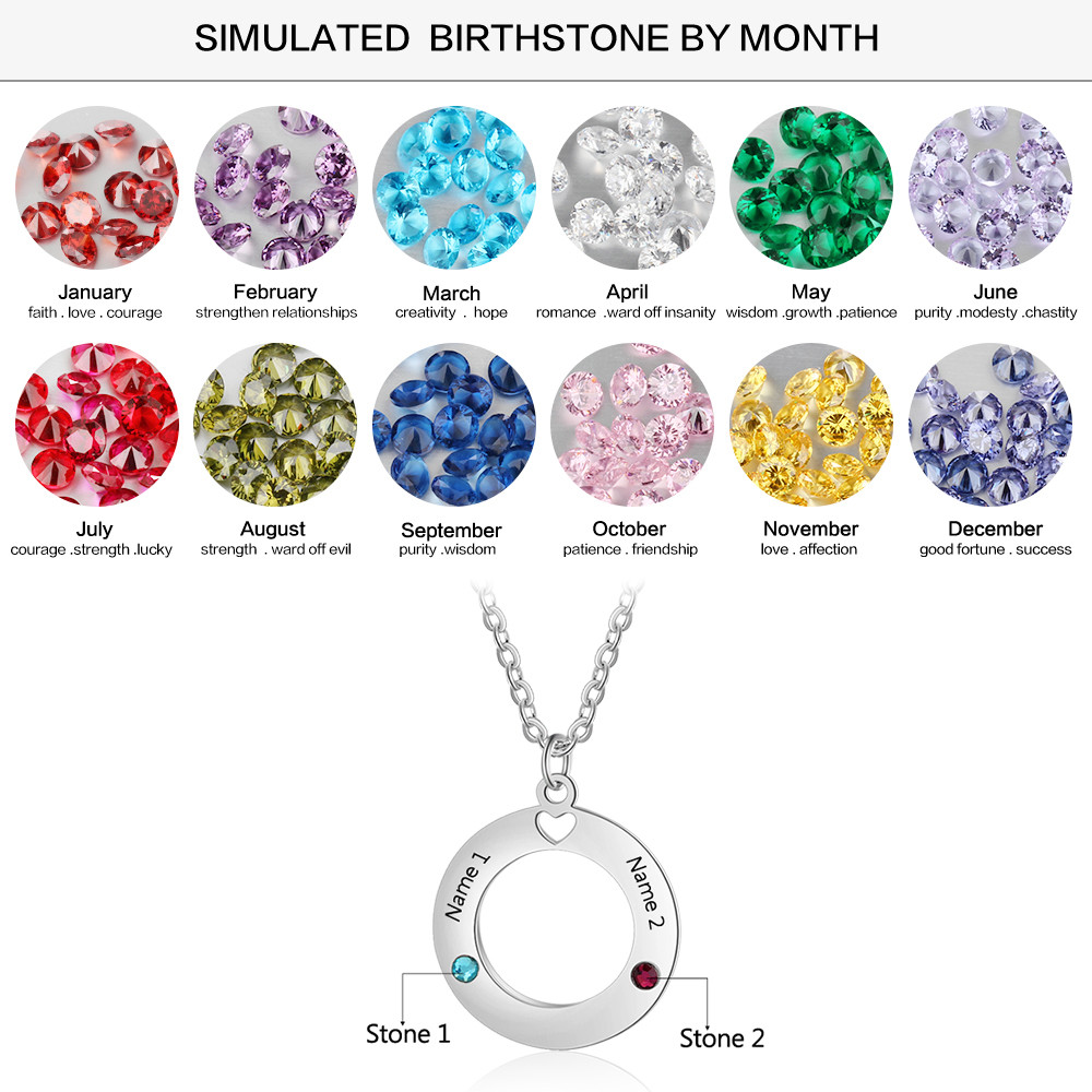 925 Silver Hollow Circle Birthstone Necklace