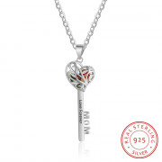 925 Sterling Silver Heart Shape Key Pendant Necklaces