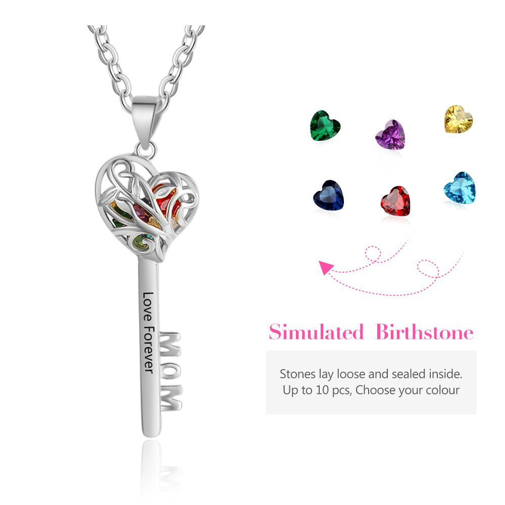 925 Sterling Silver Heart Shape Key Pendant Necklaces