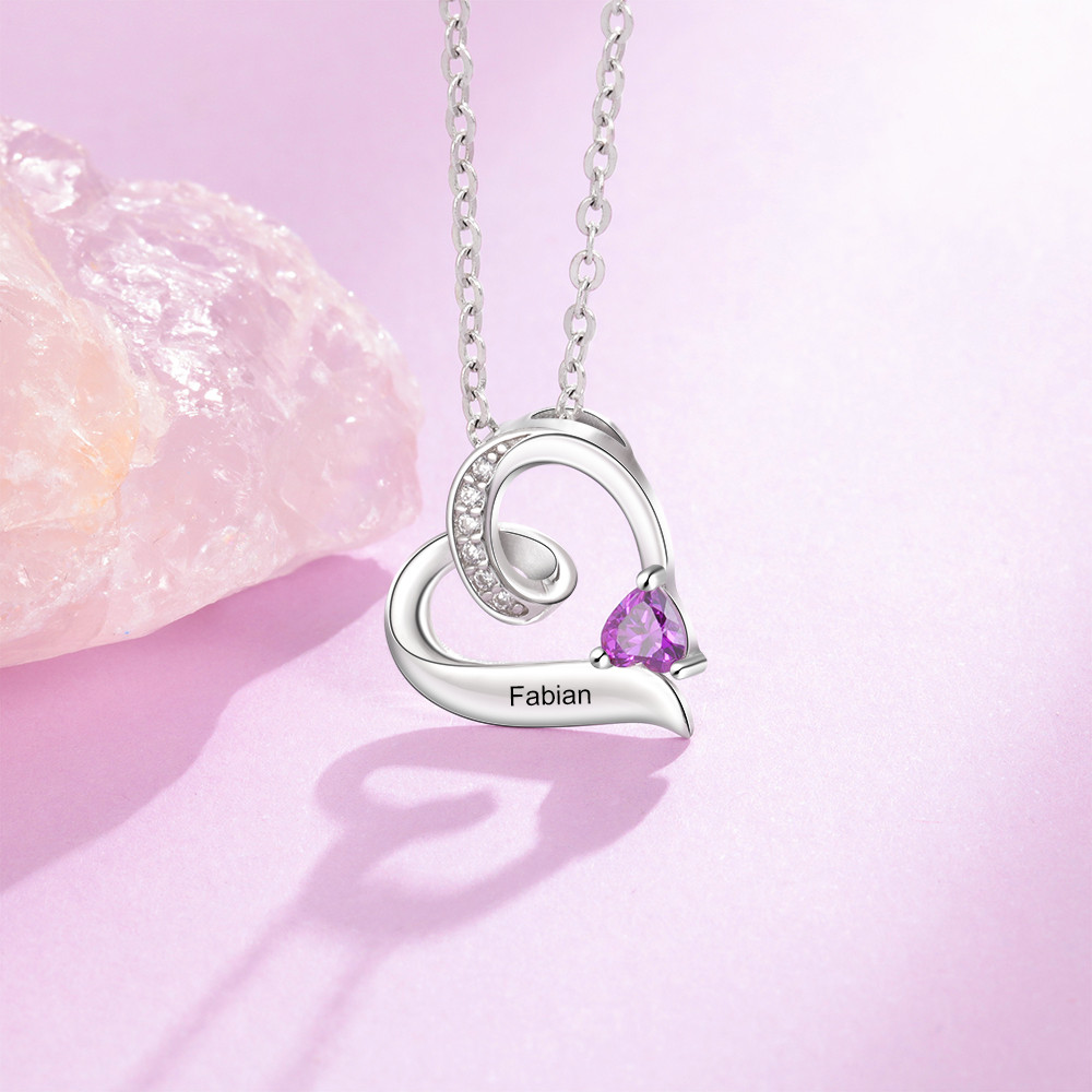 Custom Birthstone Heart Necklace