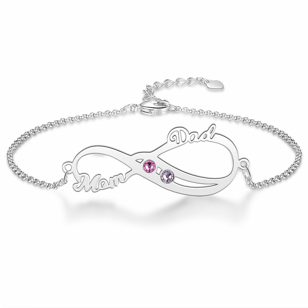 925 Silver Infinity Birthstone Bracelet