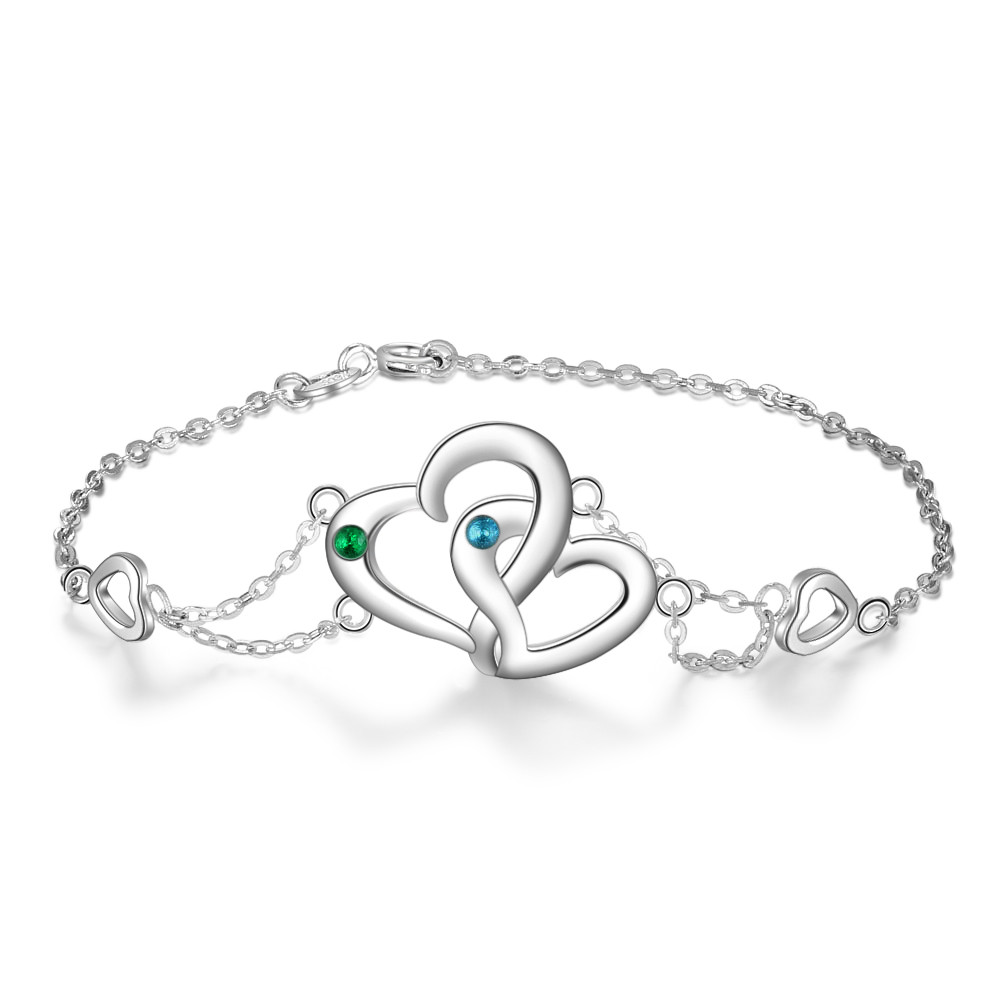 Rhoidum Plated Double Heart Bracelet