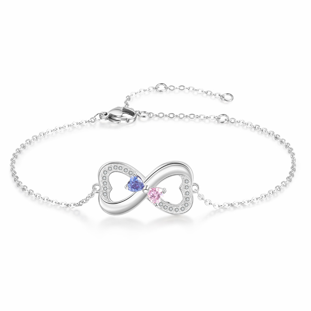 Double Heart Shape Bracelet with Personalized Names