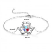 925 Sterling Silver Heart Birthstone Bracelet with Names