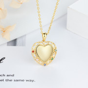 925 Sterling Silver Colorful Birthstones Heart Shape Necklace