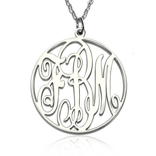 925 Silver Large Monogram Name Necklace