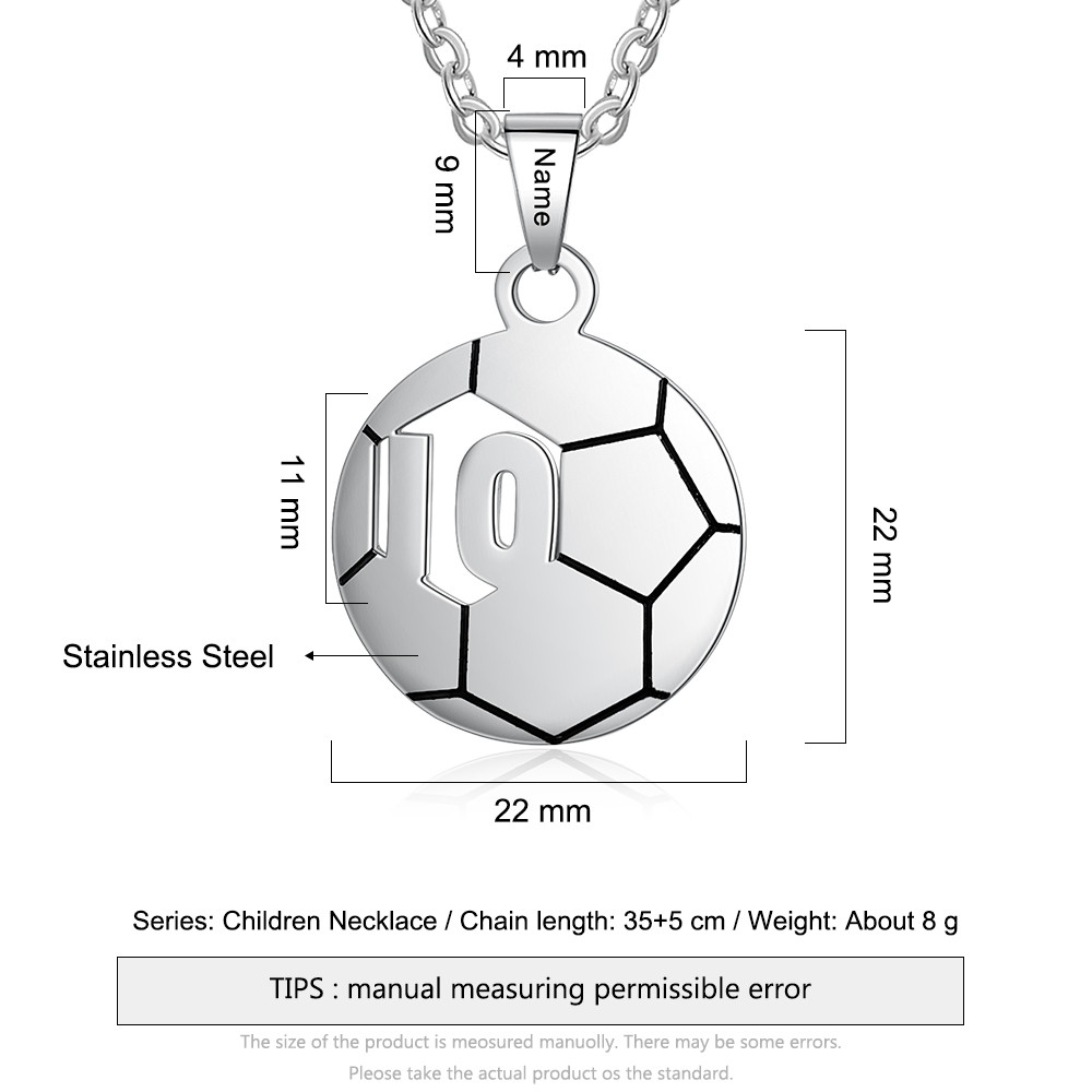 Stainless Steel Engraved Basketball Necklace