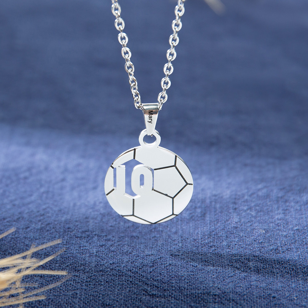 Stainless Steel Engraved Basketball Necklace