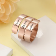 Engravable Copper Overlapping Stainless Steel Ring with 3 Names