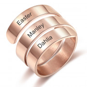 Engravable Copper Overlapping Stainless Steel Ring with 3 Names