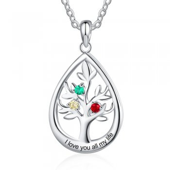 Best Dropship Product * Birthstone & Engraved Rhodium Plated Necklace#NE105456