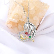 Birthstone & Engraved S925silver Necklace