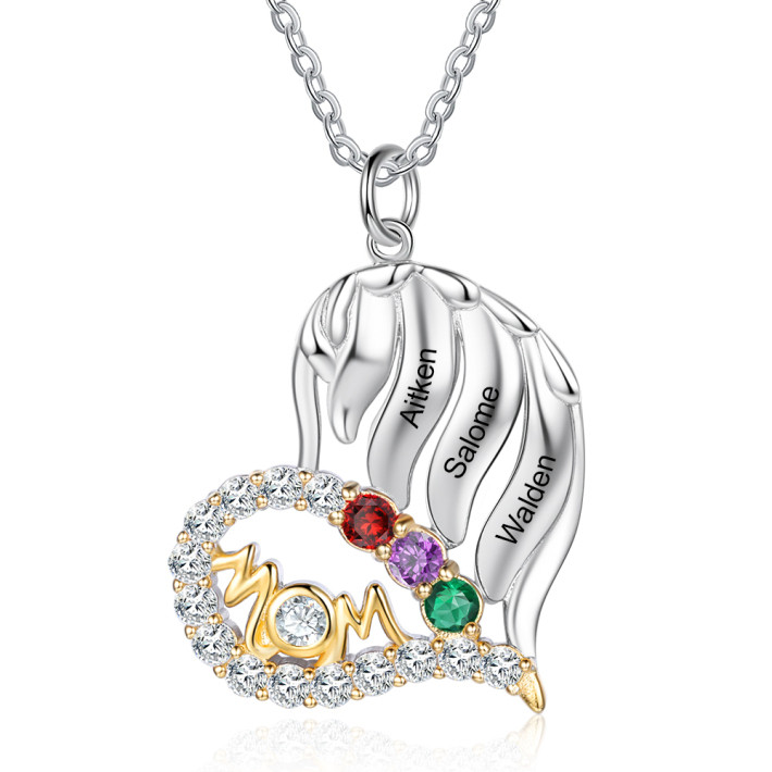 Birthstone & Engraved S925silver Necklace