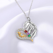 Birthstone & Engraved S925silver Necklace