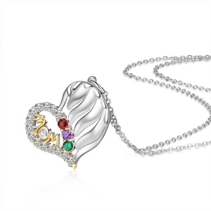 Birthstone & Engraved S925silver Necklace