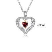 S925 Silver Birthstone Heart Shape Pendant Necklace