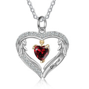 S925 Silver Birthstone Heart Shape Pendant Necklace