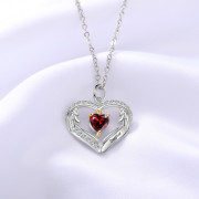 S925 Silver Birthstone Heart Shape Pendant Necklace