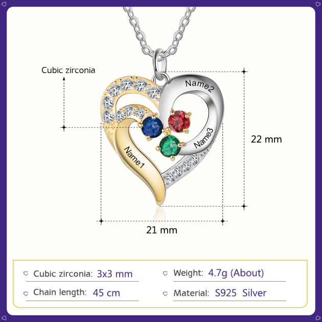 Birthstone & Engraved S925silver Necklace