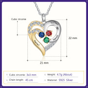 Birthstone & Engraved S925silver Necklace