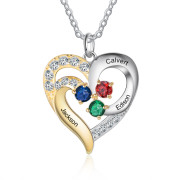 Birthstone & Engraved S925silver Necklace