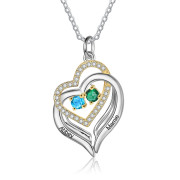 Rhodium Plated Birthstone Heart Necklace