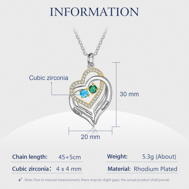 Rhodium Plated Birthstone Heart Necklace