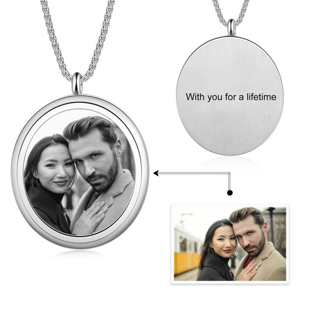 Stainless Steel Round Personalized Photo Pendant Necklace