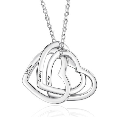 Personalized Rhodium Plated Heart Shaped Necklace