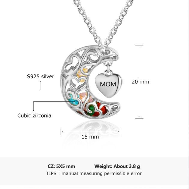 925 Sterling Silver Birthstones Cage Necklace with Mom Pendant