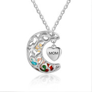 925 Sterling Silver Birthstones Cage Necklace with Mom Pendant